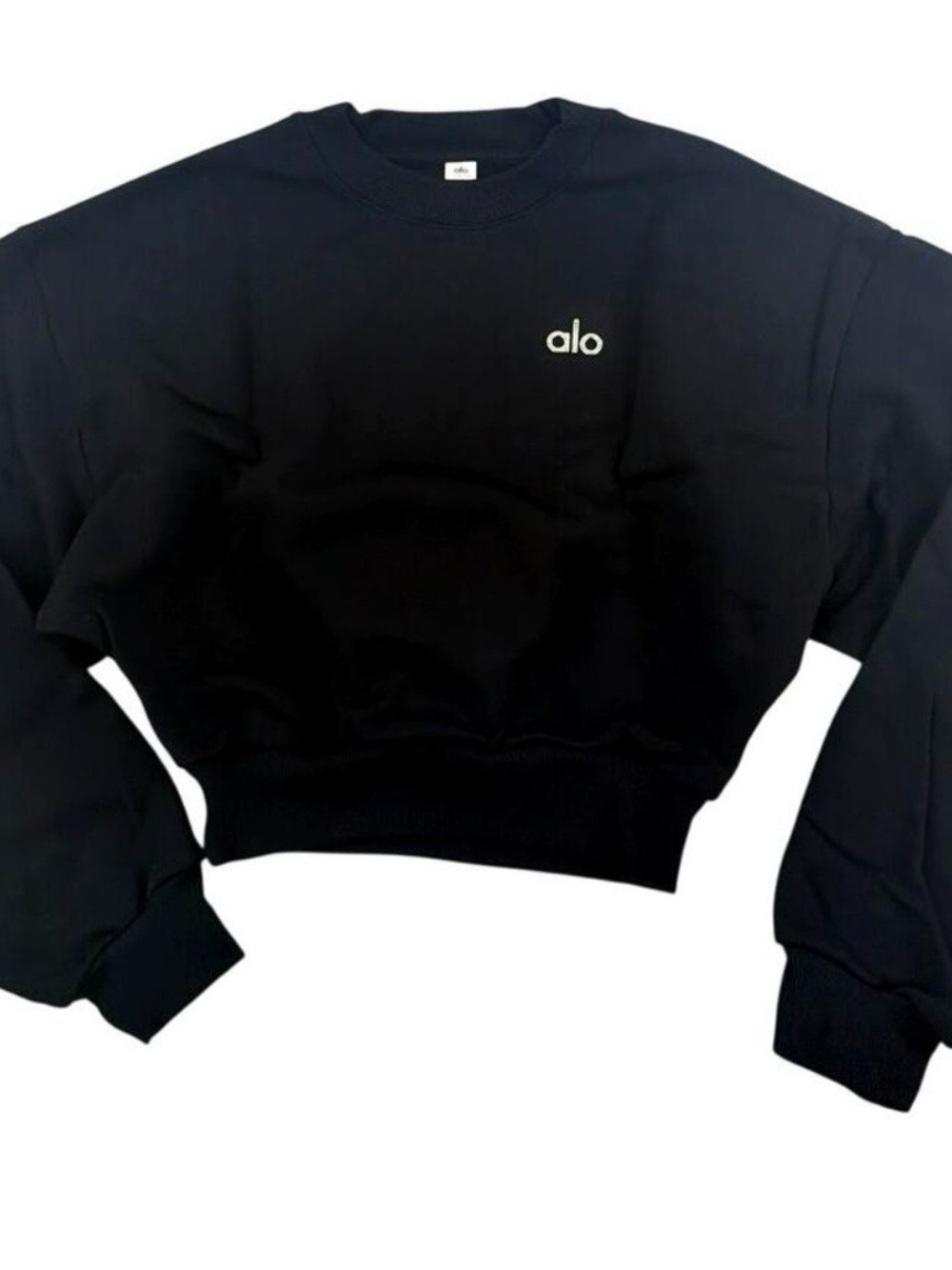 ALO Yoga Black Crewneck Sweatshirt with Small Logo